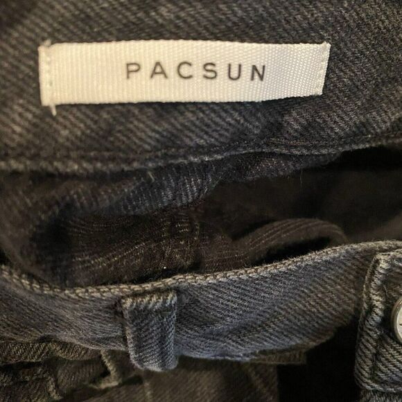 Pacsun Dad Jeans Distressed Black Button‎ Fly 100% Cotton Waist 25” High Rise - Picture 3 of 6